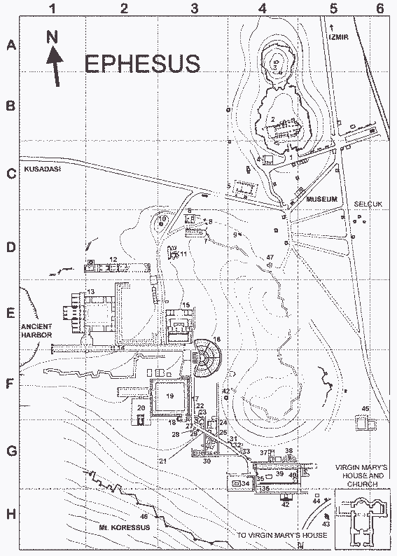 Ephesus guide map.